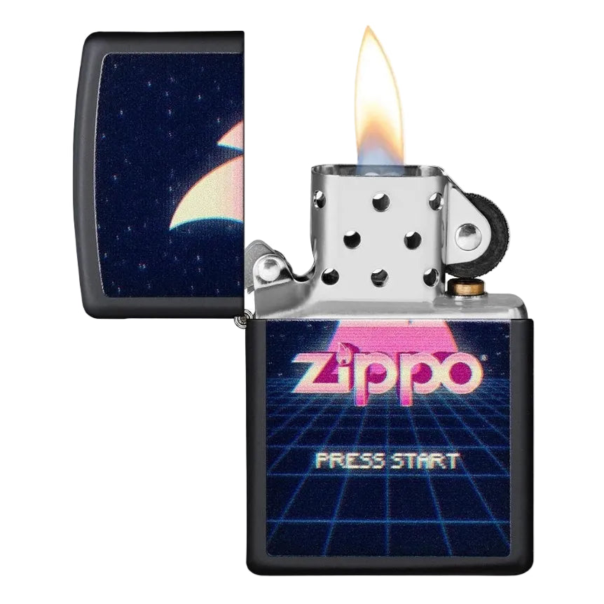 Zippo Press Start Retro Gamer Neon Grid Windproof Lighter - Everyday Smoking 