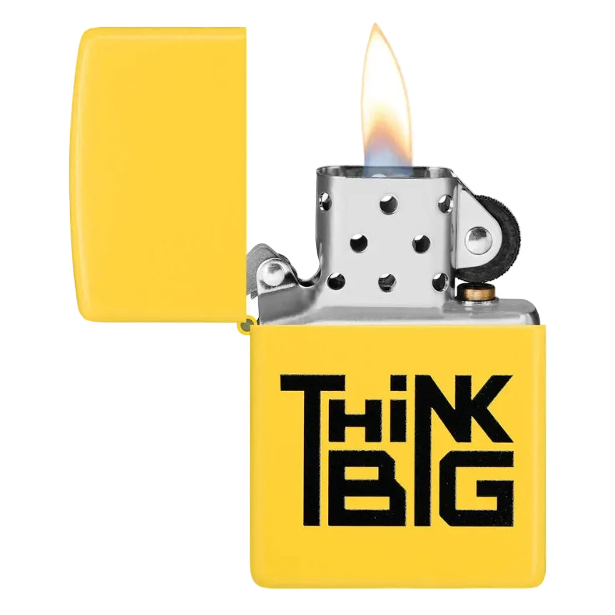 Zippo Think Big Yellow Matte Bold Windproof Lighter - Everyday Smoking 