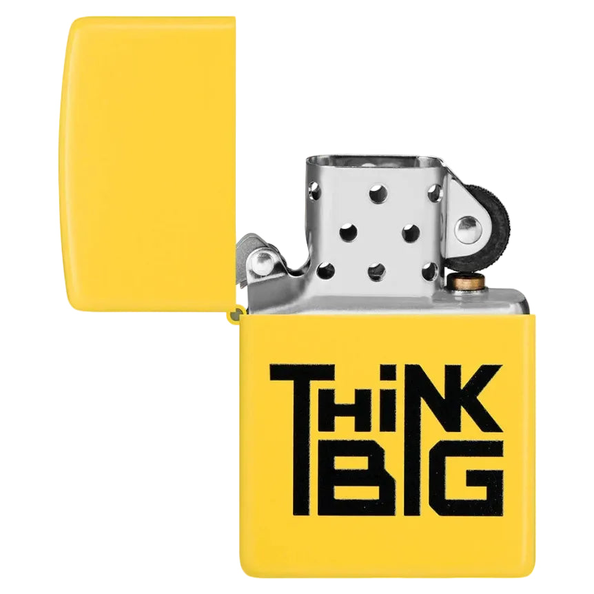 Zippo Think Big Yellow Matte Bold Windproof Lighter - Everyday Smoking 