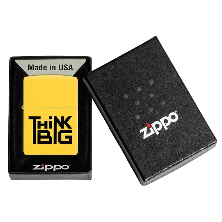 Zippo Think Big Yellow Matte Bold Windproof Lighter - Everyday Smoking 