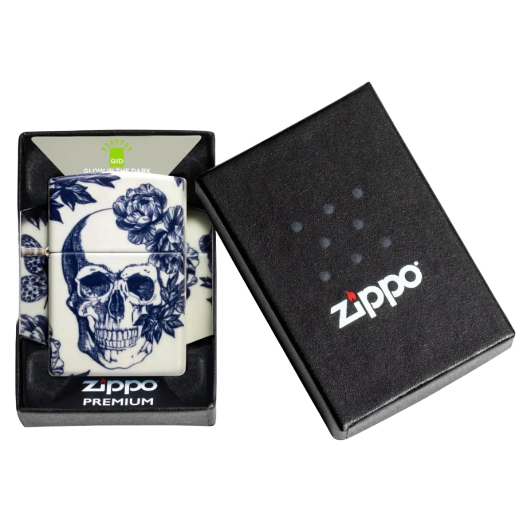 Zippo Floral Skull Glow in the Dark Windproof Lighter - Everyday Smoking 