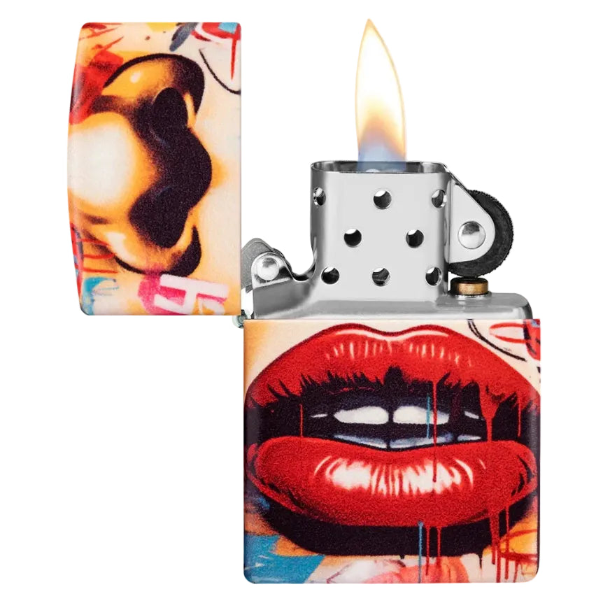 Zippo Graffiti Lips Urban Art Design Windproof Lighter - Everyday Smoking 