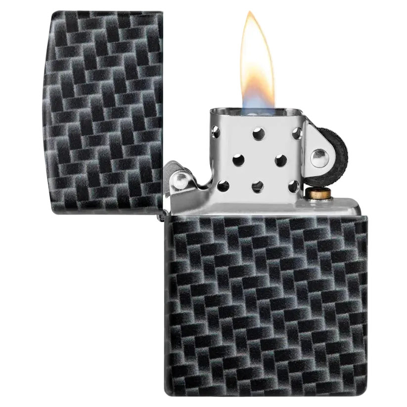 Zippo Carbon Fibre Look Black Matte Windproof Lighter - Everyday Smoking 