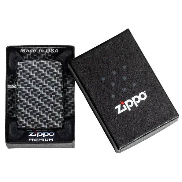 Zippo Carbon Fibre Look Black Matte Windproof Lighter - Everyday Smoking 