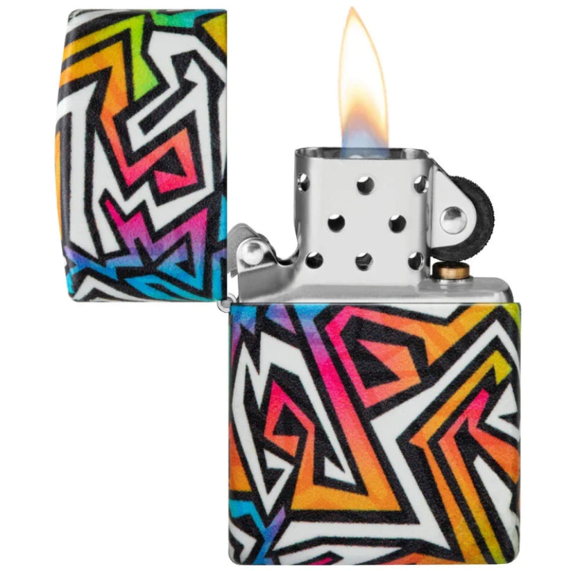 Zippo Bold Multicolour Geometric Design Windproof Lighter - Everyday Smoking 