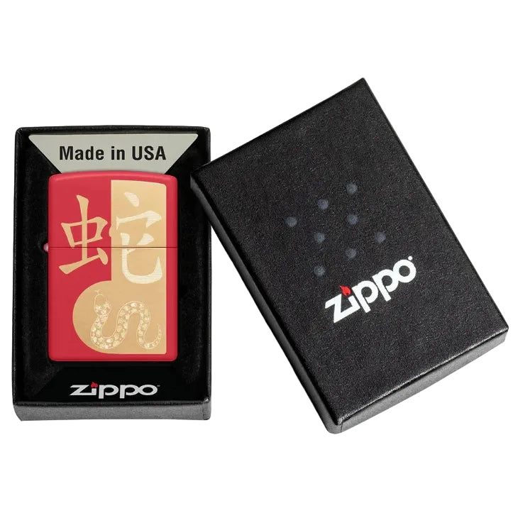 Zippo Year of the Snake Red Gold Zodiac Design Windproof Lighter - Everyday Smoking 