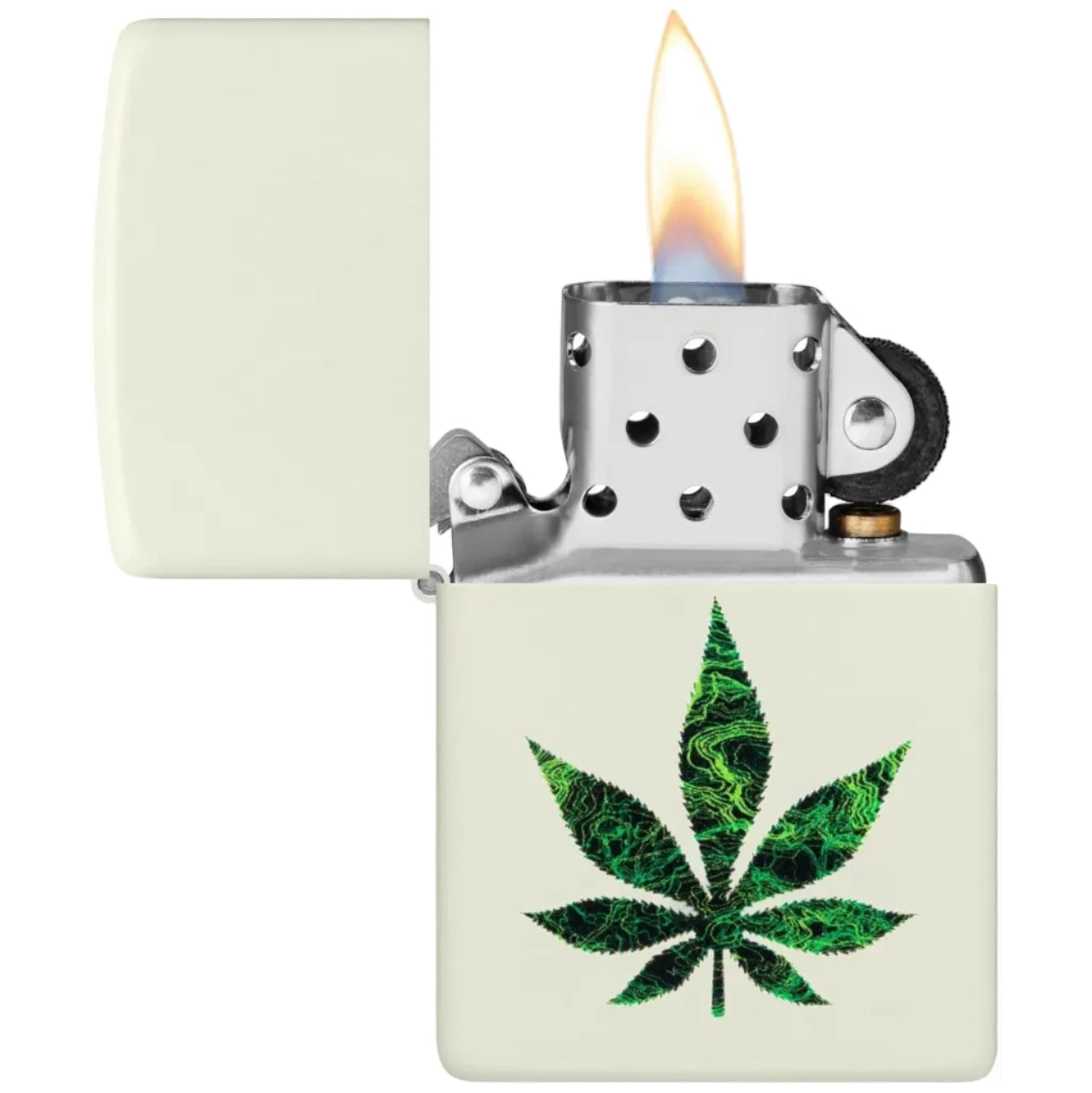 Zippo Glow in the Dark Green Leaf Design Windproof Lighter - Everyday Smoking 