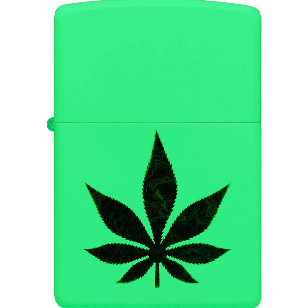 Zippo Glow in the Dark Green Leaf Design Windproof Lighter - Everyday Smoking 