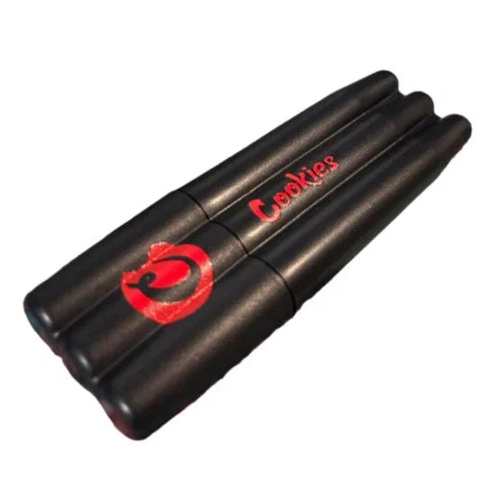 Cookies Red Triple Joint Holder cone holder with three slots, made of durable material, designed for storing and displaying joints.