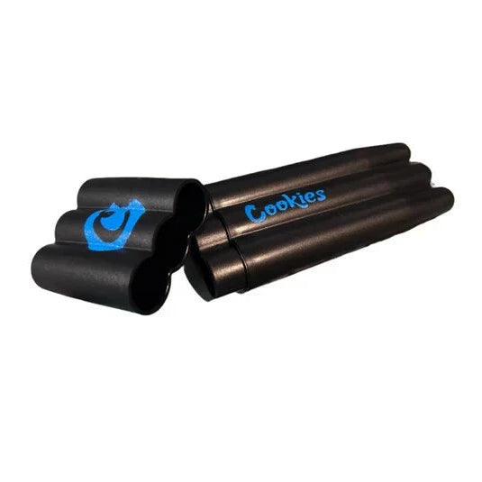 Cookies Blue Triple Cone Joint Holder with three slots for storing and displaying cone-shaped joints, made of durable material.