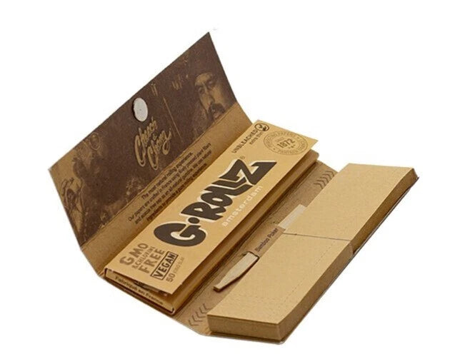 G Rollz Cheech & Chong Unbleached Papers with Tips & Bamboo Poker - Everyday Smoking 