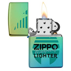 Zippo Windproof Retro Logo Iridescent Green Lighter - Everyday Smoking 