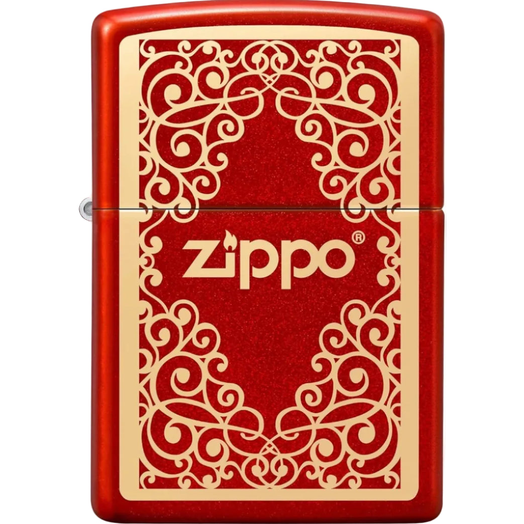 Zippo Red Gold Scroll Ornament Lighter - Everyday Smoking 