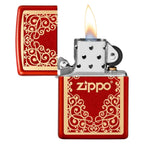 Zippo Red Gold Scroll Ornament Lighter - Everyday Smoking 