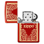 Zippo Red Gold Scroll Ornament Lighter - Everyday Smoking 