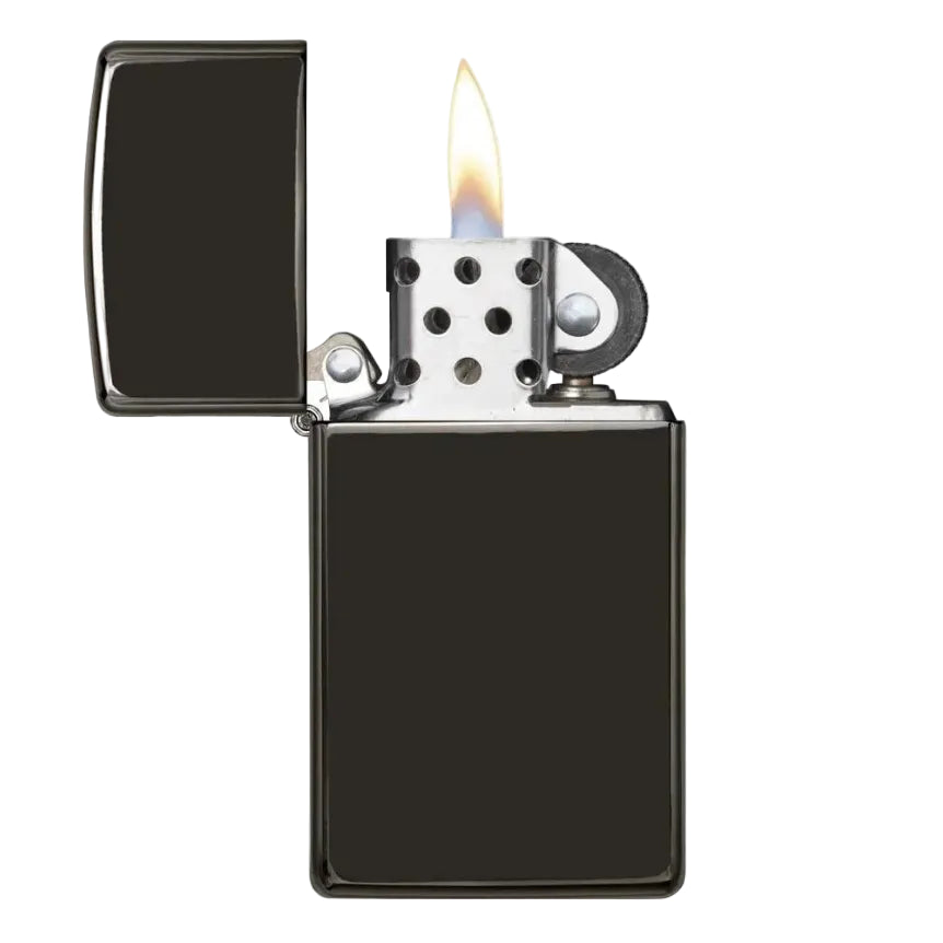 Zippo Slim High Polish Black Windproof Lighter - Everyday Smoking 