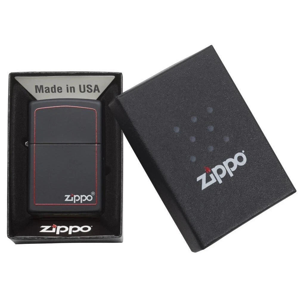 Zippo Black Matte with Red Border Windproof Lighter - Everyday Smoking 