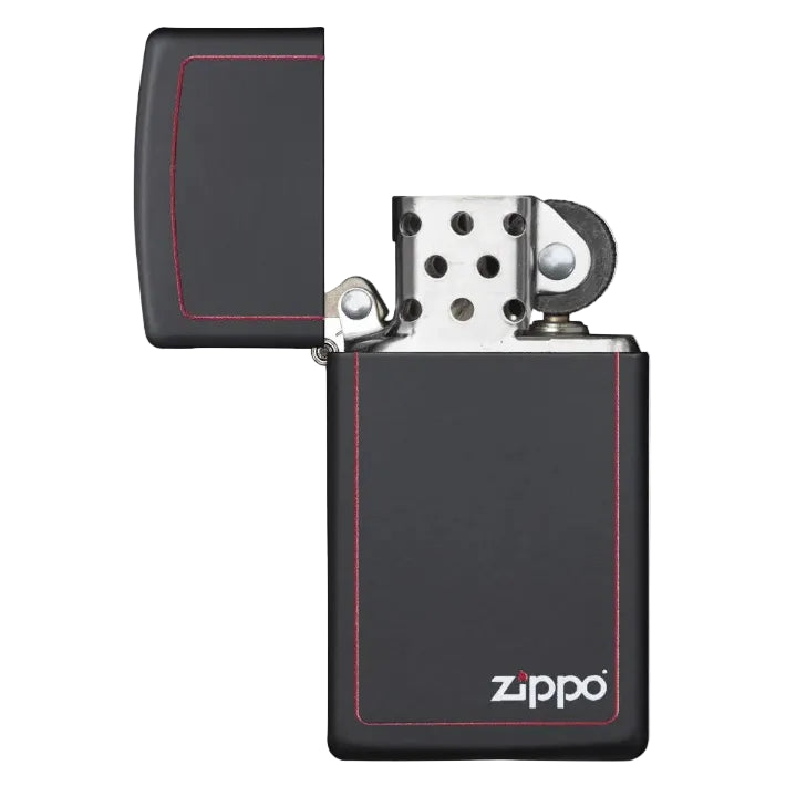 Zippo Black Matte with Red Border Windproof Lighter - Everyday Smoking 