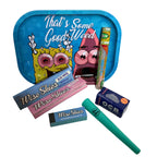 Sponge design metal rolling tray gift set with Wise Skies papers, tips, tube and OCB roll