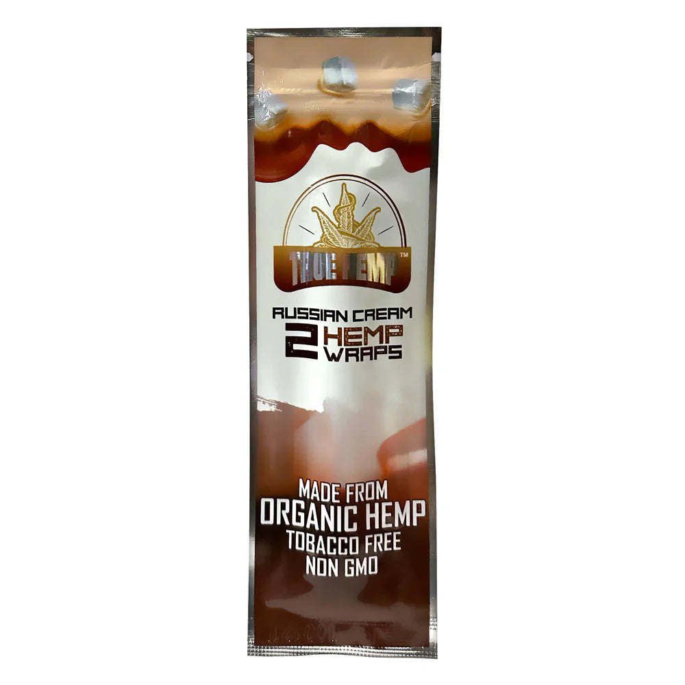 True Hemp Russian Cream flavoured hemp wraps made from organic hemp in resealable foil pouch