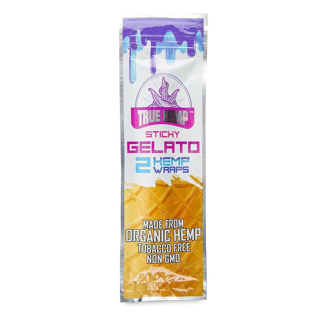 True Hemp Sticky Gelato flavoured hemp wraps made from organic hemp in resealable foil pouch