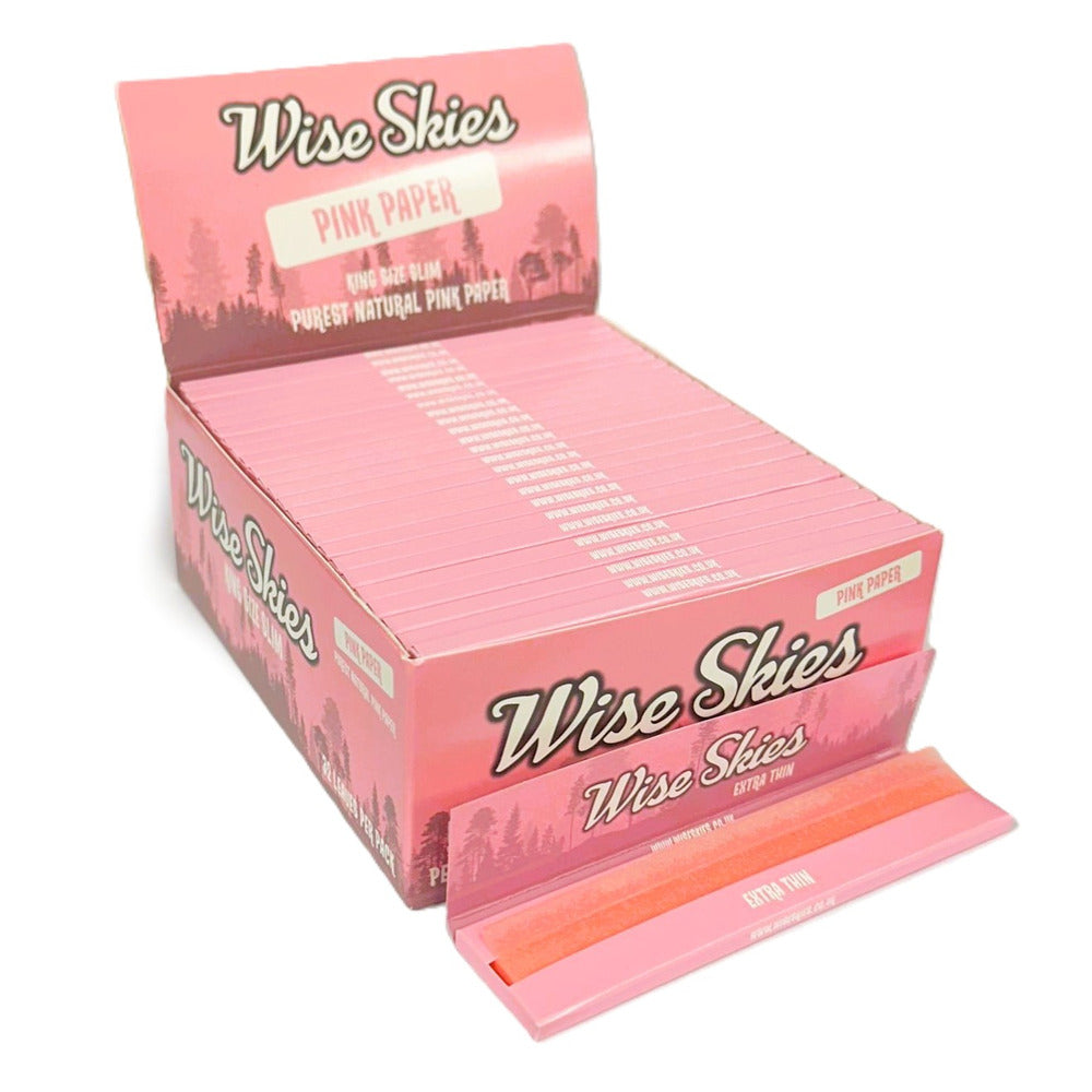 Wise Skies Pink Kingsize rolling papers extra thin natural pink paper pack
