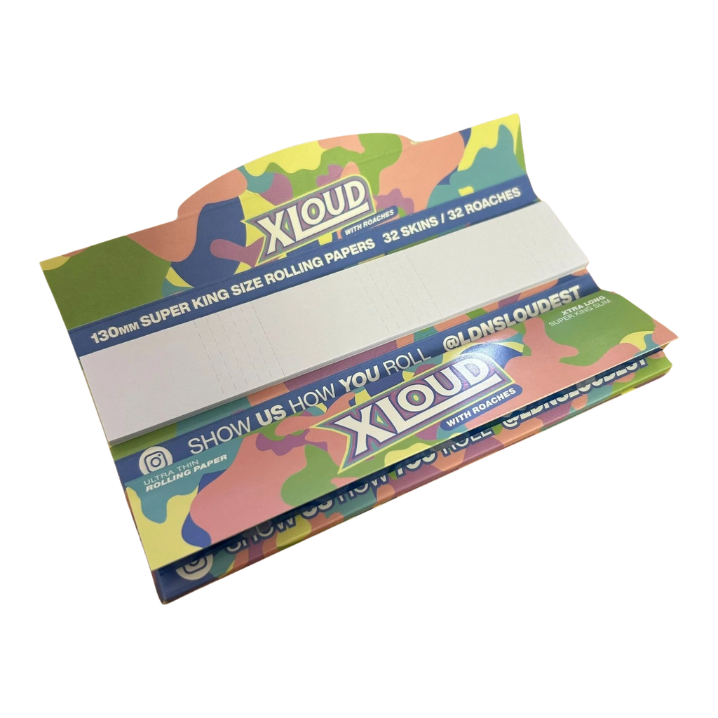 XLoud extra long ultra thin rice milk rolling papers with tips super king slim
