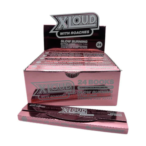 XLoud pink ultra thin extra long rolling papers with tips
