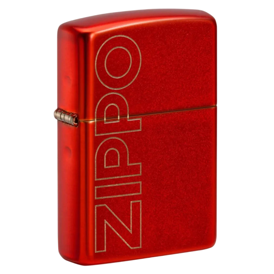Zippo red matte windproof lighter with vertical Zippo logo