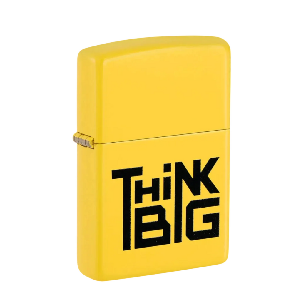 Zippo windproof lighter think big yellow matte bold typography